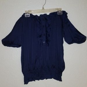 never worn navy blue off the shoulder blouse